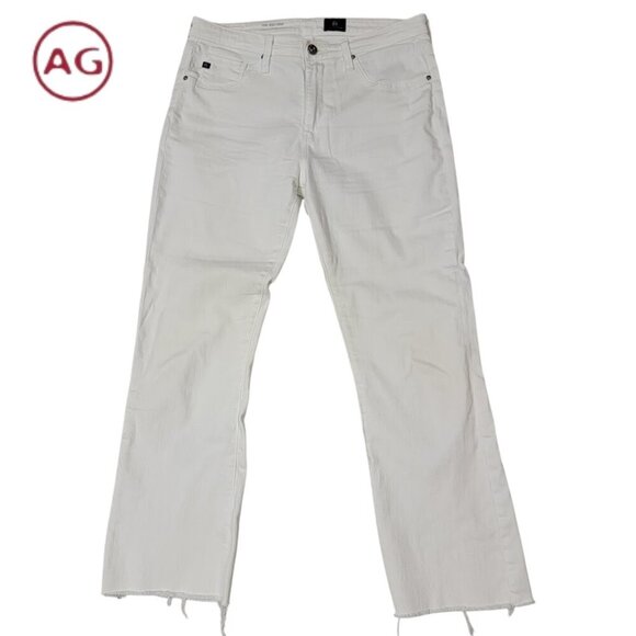 🤍 AG Adriano Goldschmied Jodi Crop Jeans 29R | White Raw Hem Straight Leg Denim - Picture 1 of 10